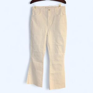 Frank & Eileen Killian White Jeans Size 29 High Rise Flare Jeans with Raw Hem